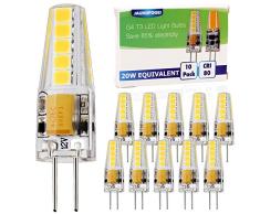 JAUHOFOGEI 10x 2W Mini Bombilla LED G4, 12-24V AC DC, Equivalente a 20W Halógena, Blanco frío 6000K, No Regulable, Lámpara de techo de muebles de foco empotrable