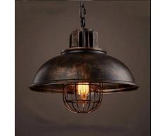 NIUYAO Lámparas de araña Metal Jaula Candelabro Iluminación de techo Industrial Chandelier Retro 1 Luz-Rust