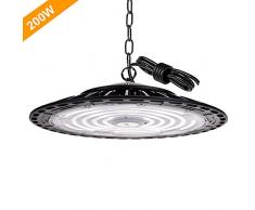 200W UFO LED Lámpara Alta Bahía, bapro 20000LM Focos Led Interior Techo 6500K Industrial LED Iluminación Comercial Impermeable IP65,para Fábricas, Aeropuerto, Patio, Restaurante [Ahorro Energía A++]