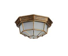 Vintage E27 Plafón de aluminio de la sombra de la lámpara de techo retro de diseño octogonal entrada iluminación dormitorio de techo luces balcón lámpara pasillo, bronce φ23 * 10.5 CM