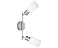 Reality Leuchten R80012007 - Lámpara de Techo con 2 Luces (Níquel Mate Y Cristal Opalino Mate, 25,5 cm, 4 Bombillas E14 de Máximo 40 W No Incluidas)