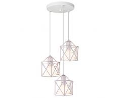 Vintage Lámpara Colgante Retro Industrial 3 Cabezas Luz de Techo Colgante Estilo Nórdico Iluminación Colgante para Cocina Comedor Oficina Salón, Blanco