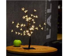 Árbol luminoso LED, 48 LED, lámpara de flores de cerezo, 45 cm, luz de árbol para la decoración interior