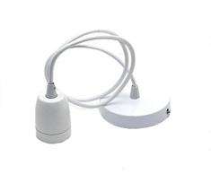 Portalámpara de cerámica colgante, lámpara colgante de colores con cable ajustable 1 m para casquillo E27 Blanco
