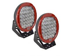 AUXTINGS 9" 96W Red Spot Redondo LED Luz de Trabajo Bar Off Road Luces Antiniebla Conducción Barra de Techo Parachoques para Off Road SUV Barco Lamp(Rojo)
