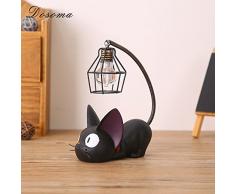 Resina creativa Kiki Cat Animal Luz de la noche, Adornos Decoración del hogar Regalo Pequeño gato Nursery Lámpara Respiración LED Lámpara de noche