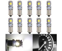 10pcs Bombillas de coche Canbus BA9S, T4W T11 H6W Bombillas LED 5 SMD 5050 12V 6000K 150Lm Luces de puerta de coche Luz de cuña Luz de placa de número de cola interior lateral
