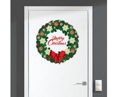 Wallflexi Pared Feliz Navidad Guirnalda de Navidad Decoraciones Pegatinas de Pared murales Adhesivos salón niños guarderÃa Escuela Restaurante Cafe Hotel casa Oficina decoración, Multicolor