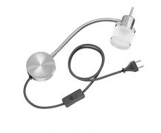 ledscom.de Lámpara de Lectura MIRAS con Cuello de Cisne, Interruptor y Enchufe crómico Mate GU10 lámpara de Pared, 2 UDS