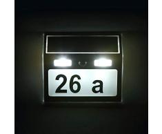 HELEISH Lámpara de calle de la pared de la pared de la muestra de la puerta de la luz del número de casa del sensor de movimiento de la energía solar 7 LED PIR Nuevas luminarias LED