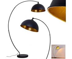 Lámpara de pie Miranda, de metal en negro/oro, 1 x E27, máx. 60 vatios, diseño retro/vintage con interruptor en el cable, aspecto de lámina de oro, adecuada para bombillas LED, ideal para salón
