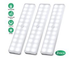 Luz LED para armario, 24 ledes, recargable, para armario, armario, cocina, pasillo