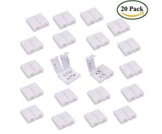 LitaElek 2 Pin Conector de Tira LED Conector rápido de luz de Cinta LED Conector de LED Strip para Tira LED SMD 3528/2835 Monocromo de 8mm Ancho Impermeable y no Impermeable, sin Soldadura (20pcs)