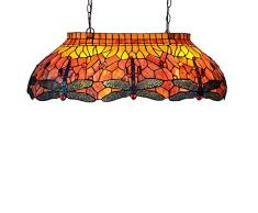 Kemeng Lámpara Colgante Decorativa, Lámparas De Araña De Libélula De Vidrio Manchado Estilo Tiffany De 33 Pulgadas, Accesorios De Iluminación para Sala De Billar E27 X 4, 110-220V