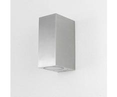 Lámpara de pared moderna en plata, incl. 2 GU10 LED x 3,2 W, 230 V, aplique de pared de aluminio inyectado para jardín/terraza, jardín, camino, lámparas, aplique de terraza, iluminación exterior