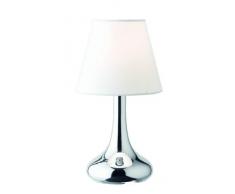 Trio 5960011-01 - Lámpara de mesa con pantalla de tela (E14, máx. 40 W; diámetro 15 cm), color cromo y blanco