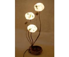 Lámpara de Papel de Arroz Hecho a Mano Diseño de Tres Ramas Asia Oriental Marrón Decorativo Mini Flor Mesilla de Noche Decoración Original