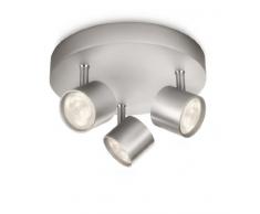 Philips myLiving Star - Barra de focos, 3 luces, iluminación interior para salón o habitación, LED integrado, aluminio