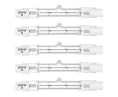 Bombilla halógena R7S 78mm T3 150W 1500lm Blanco cálido 2700K Tipo J Bombilla lineal para reflector de doble extremo 230V, lámparas de pie (paquete de 5)