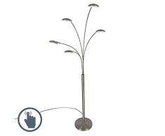 QAZQA Diseño Lámpara de pie de diseño en acero de 5 luces con LED - Sixties Trento Acero Alargada Incluye LED Max. 5 x 5 Watt