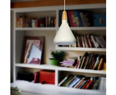 Moderna Industrial Colgante de Luz - E27 Metal Pantallas de Iluminación Retro Edison Lámpara de Techo, Mezcla perfecta de aluminio y madera de Iluminación decorativa (blanco)