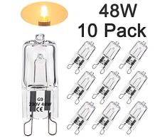 Kimjo Bombilla Lámpara Halogena G9 Blanco Calido 2700K 48W 230V 680LM Bobillas de Luz Halógenas, para Candelabro Lámparas de Escritorio y de Piso (paquete de 10)