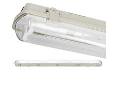 ECD Germany 2x Pantalla carcasa LED a prueba de húmedad 120cm - IP65 a prueba de agua - adecuada para 1x LED T8 - uso en interiores y exteriores - luminaria de baño tubo fluorescente para lámpara