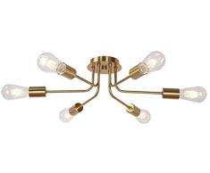 BFZHYMX Lámpara Araña del Techo Industrial Candelabro Satelital De Múltiples Cabezas De Bronce Dorado Retro Industrial Viento Rama De Hierro Forjado Araña Lámpara De Techo