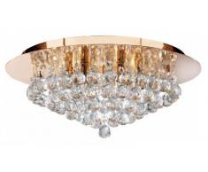 Searchlight 3406-6GO Hanna - Plafón de cristal para lámpara de techo, 6 luces, color dorado y transparente