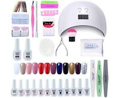 Elite99 Lámpara UV LED para Uñas 24w, 12 Colores Kit de Esmaltes Semipermanentes en Gel UV LED, Base y Top Coat, Removedor de Uñas 003