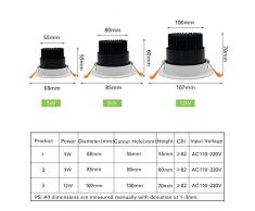 Neilyn Super Brillante COB LED empotrada Downlight 5W 9W 12W Blanco cálido/Blanco Natural/Blanco frío LED Punto de luz del Techo AC220V (Color : Natural White, tamaño : 9W Type1)