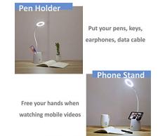 Flexo LED Escritorio, Suuki Lámpara de Protección Ocular con Portalápices, Lámparas de Mesa USB Recargables Regulables-2000mAh Plegable Luz(3 Modos de luz, 3Niveles de Brillo)