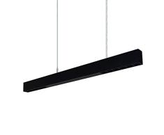 ECOJAS - Lámpara colgante lineal de suspensión arquitectónica, 40 W, 4000 K, luz blanca fría, no regulable, para iluminación comercial, oficina (color negro)