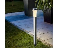 Esotec, lámpara de pie de energía Torre de luz solar, de acero inoxidable, 59 cm, blanco cálido (2800 K warmweiß)