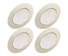 Trango Conjunto de 4 - 12V AC/DC Foco empotrable para muebles LED, luz empotrada, luz de techo TGG4E-048 en cromo para reemplazar luces de muebles convencionales G4 luces de campana de cocina
