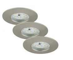 Briloner Leuchten luz LED empotrada, foco conjunto de 3, baja profundidad de montaje, conexión directa, no necesita transformador, apto para baño IP44, ampliable, bajo consumo, clase de eficiencia energética A +, matt/níquel 7204-032