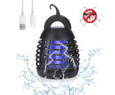 yipin Lámpara Antimosquitos,Lámpara Camping Antimosquitos,Mosquito Killer, Lámpara LED Zapper Mosquito Recargable Impermeable para Acampar para Patios, Jardin,Exterior
