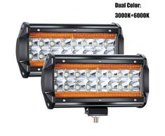 7" Par CREE LED Proyector 240W 24000LM LED Bar Hi Lo Beam Blanco puro 6000K+3000K Ámbar Amarillo Ojos Ángel 9-30V OFFROAD Faro Luz de Trabajo Luz de Inundación Luces de Niebla Tractor de Camión SUV