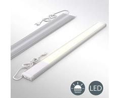 Regleta led 10W I Ecológico I Montaje fácil I blanca cálida 3000K 1100lm I carcasa de aluminio duradera I Iluminación bajo mueble, Tubo fluorescente, Luz Mueble Cocina