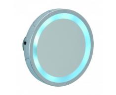 Wenko 3656450100 Mosso - Espejo cosmético para fijar a la pared (iluminación LED, 3 aumentos, 3 ventosas, 15 x 2, 5 cm), cromado
