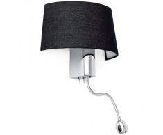 Faro Barcelona Hotel 29946 - Aplique LED, metal y pantalla textil, color negro