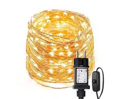 LE Cadena de luces LED 10m, alambre de cobre impermeable, 100 LED blanco cálido, guirnalda de luces, decoración para navidad, fiestas, bodas, jardines, festivales