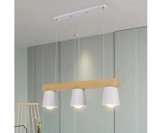 ZTLEUCHTE moderno luces colgantes nórdicas elegante araña de madera Metallo pantalla blanca Lámpara colgante de la vendimia ajustable altura iluminación decorativa para cafetería fiesta bar comedor E2