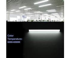 Viugreum tubo fluorescente 60cm. Regleta led 30W, Oficina Garaje Supermercado Gimnasios Balcón Cocina Supermercados,Tubo led integrado, 3000 LM,6500K (30W Blanco frio)
