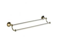 Simplicidad de la Moda para el Hogar Toallero, Rieles de Toalla de Doble Hilera Montados en la Pared, Fabricado en Latón, Adecuado para Baño/Cocina, Longitud 600 Mm, Dorado, Montaje de Tornillo, M