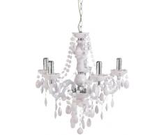 Reality R1107-01 Leuchten - Lámpara con 5 luces, bombillas excluidas, E14, 40 W, 230 V, A++, E, IP20, alto de 150, diámetro de 52 cm, acrílico, blanco