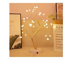 HERVI Lámpara de Alambre de Cobre con Rama de árbol LED, luz de Mesa Decorativa USB, para decoración de Sala de Estar de Dormitorio, Regalo de cumpleaños, Estudiante de Estudio (Color : A)