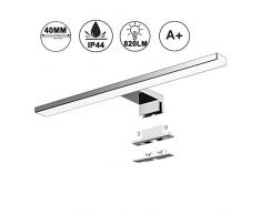 Lámpara LED de Espejo 10W 820LM Lámpara de Baño Azhien, Blanco Neutro 4000K Lámpara LED de Pared Luz de Gabinete IP44 230V Luz de Espejo de Baño de Acero Inoxidable 40cm