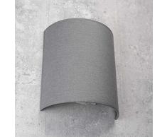 Aplique de pared gris semicircular en estilo moderno Loft pantalla de tela 1x E27 hasta máx. 60 W 230 V lámpara interior iluminación salón dormitorio pasillo