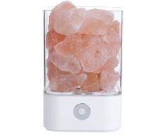 Lámpara de Sal Natural del Himalaya Luz De Noche Lámpara De Sal De Cristal Lámpara De Sal Del Himalaya Portátil Fina Carga De Usb Negro/Blanco Familia De Aire Purificador De Roca Natural Blanco